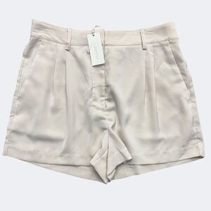 Z Supply Shorts Womens XL Cream Pleated Dressy High Rise Elastic Waist Polyester